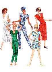 8500 McCals Retro 80s Stretch Knit Shaped Waist Flare Dress, Jumpsuit Lengths Pattern 6-14 or 16-24 New Choice